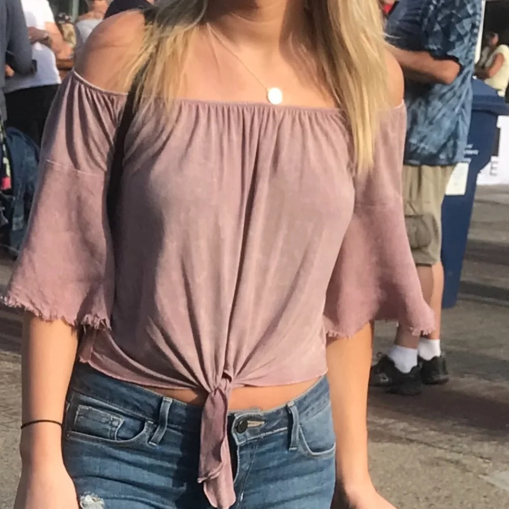 S off the shoulder pink crop top - Picture 1 of 3